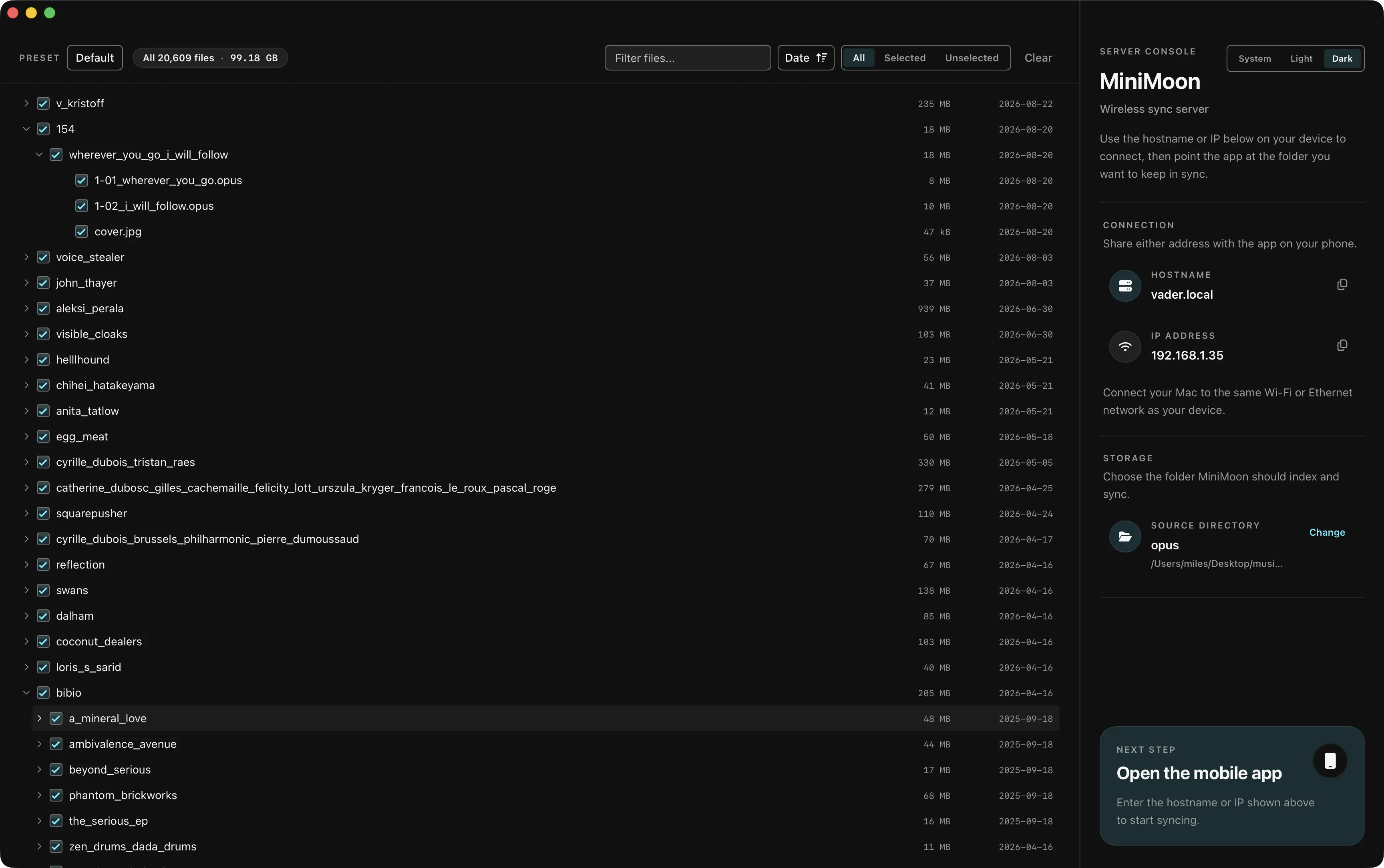 MiniMoon Sync App