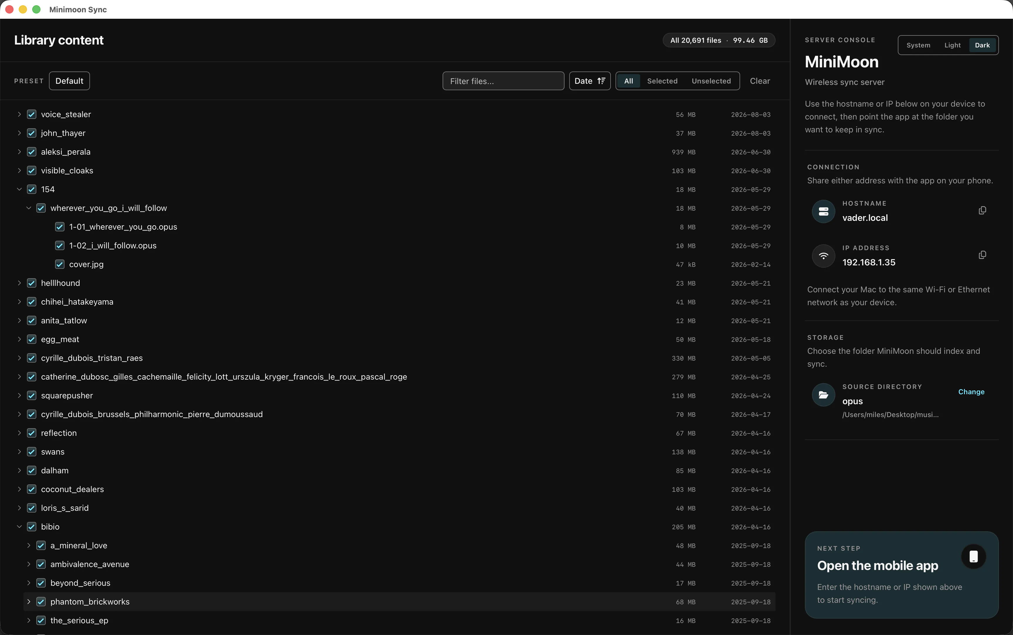 MiniMoon Sync App